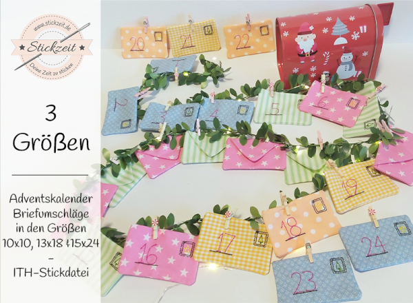 Adventskalender Briefumschlag - ITH-Stickdatei